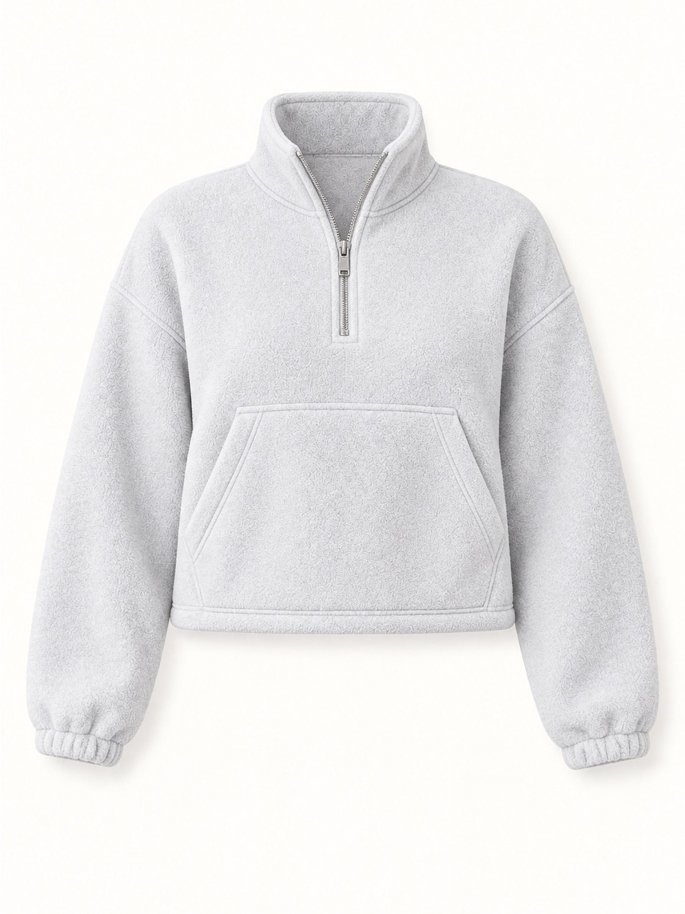 TNA Polar Fleece Light Gray Quarter‑Zip Fleece Pullover